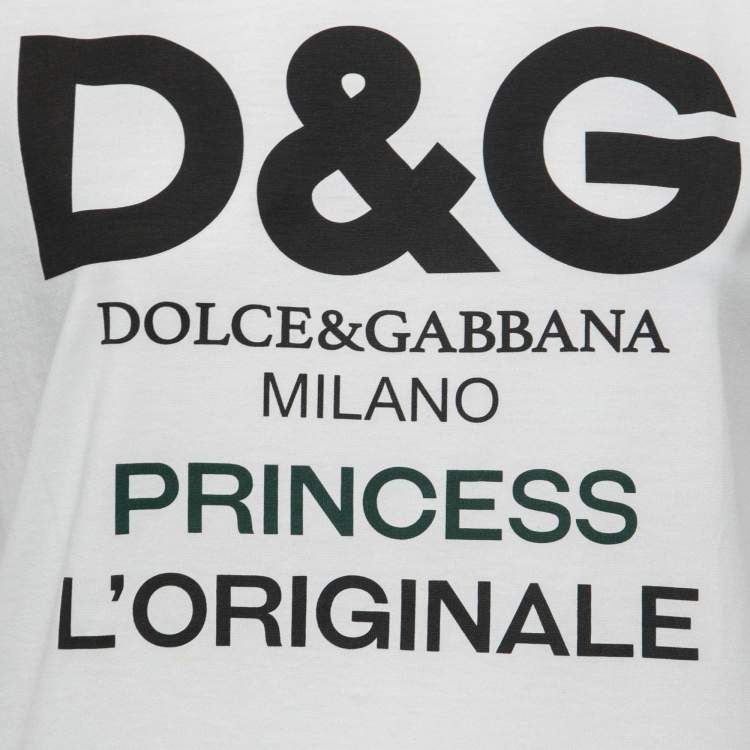 Pre Owned Dolce & Gabbana White Cotton Logo Printed Short Sleeve T-Shirt XS
