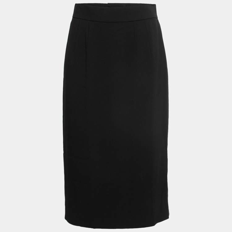 Pre Owned Dolce & Gabbana Black Crepe Midi Skirt M