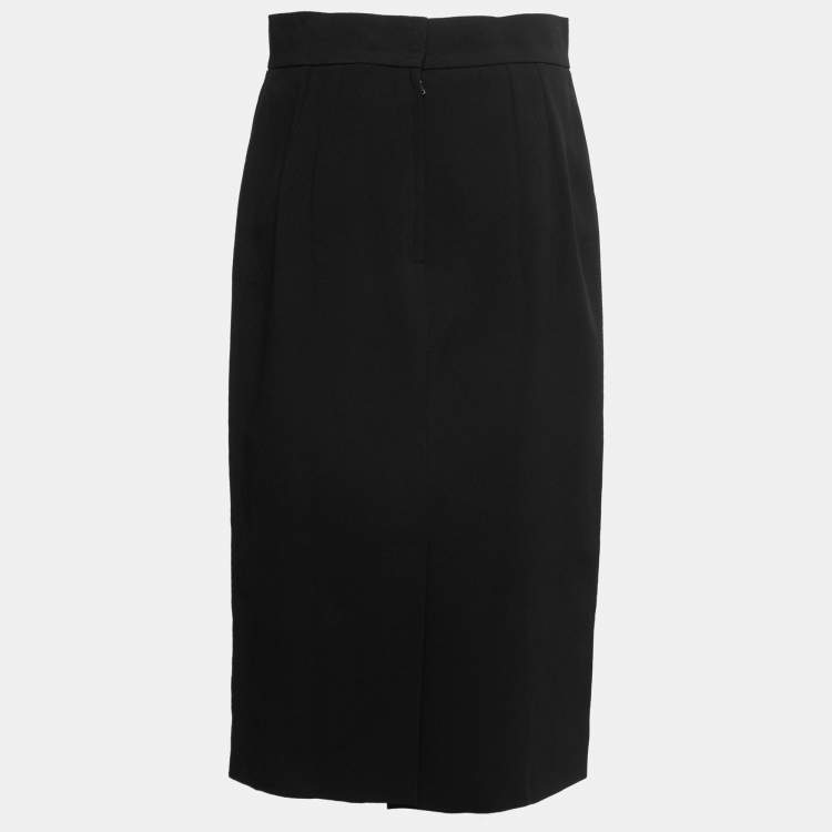 Pre Owned Dolce & Gabbana Black Crepe Midi Skirt M