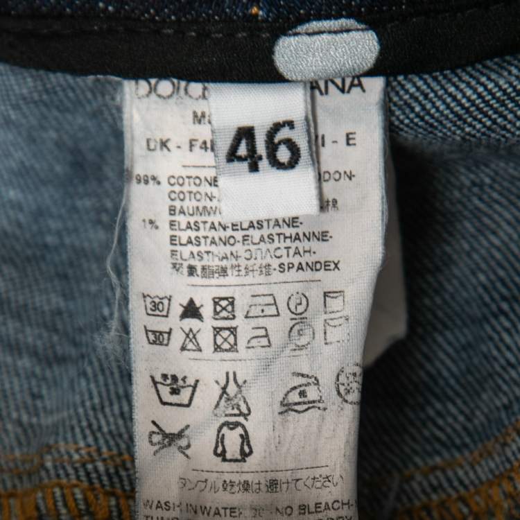 Pre Owned Dolce & Gabbana Deep Blue Denim Pencil Skirt L