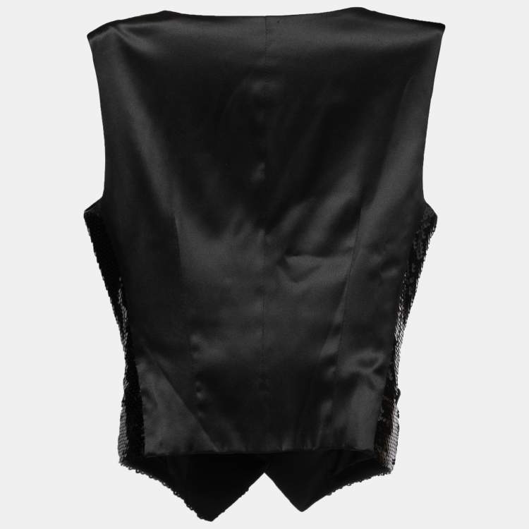 Pre Owned Dolce & Gabbana Black Sequined Satin Vest XS