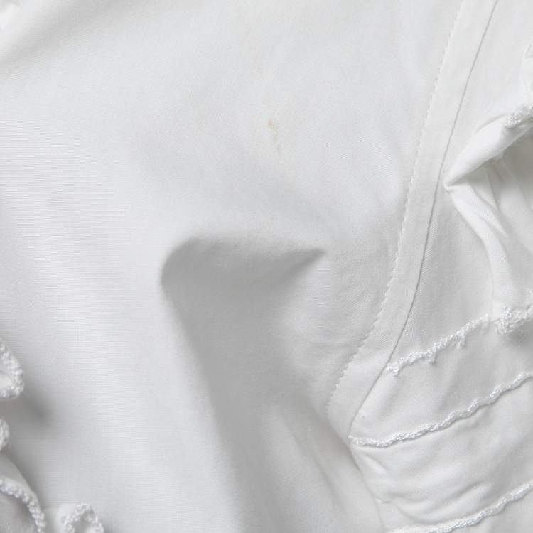 Pre Owned Dolce & Gabbana White Cotton Poplin Ruffled Button-Front Shirt S