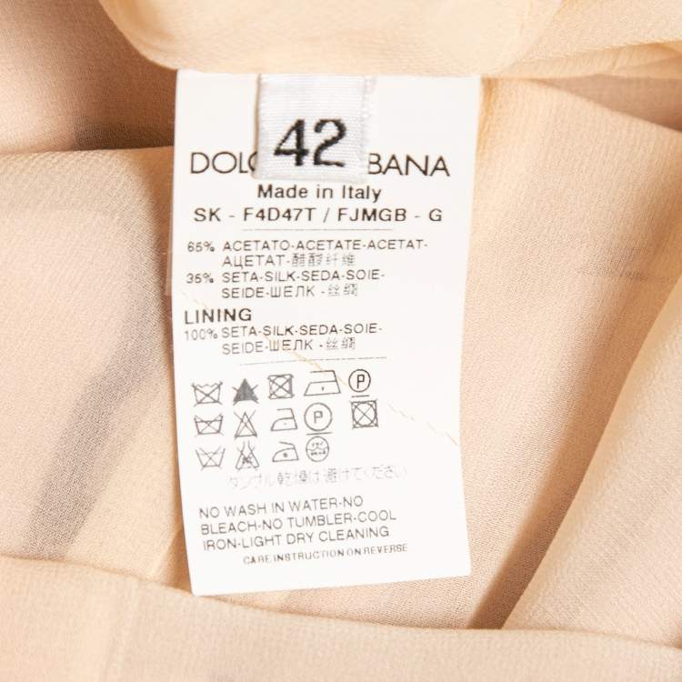 Pre Owned Dolce & Gabbana Light Pink Floral Jacquard Pencil Skirt M