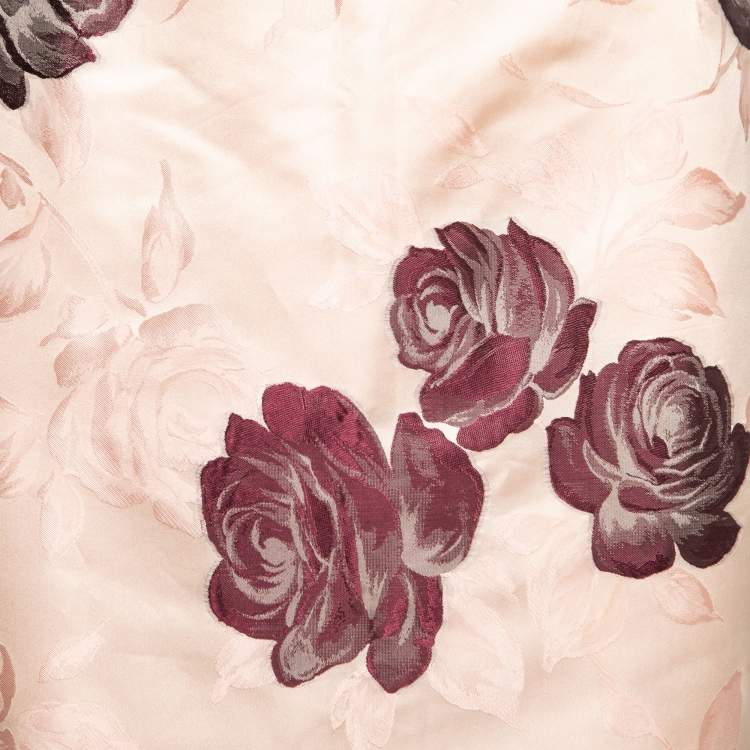 Pre Owned Dolce & Gabbana Light Pink Floral Jacquard Pencil Skirt M