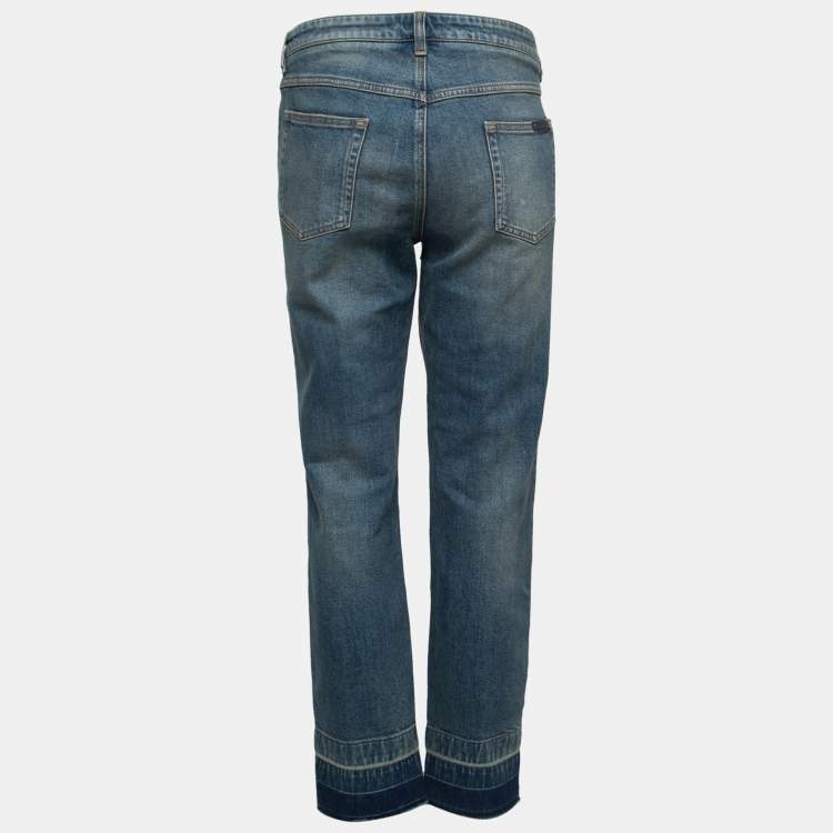 Pre Owned Dolce & Gabbana Blue Denim Faded Effect Pretty Jeans XL Waist 36"