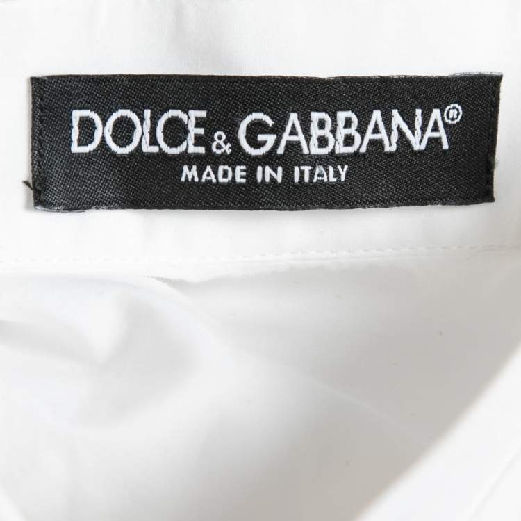 Pre Owned Dolce & Gabbana White Cotton Panel Detail Button Front Shirt S