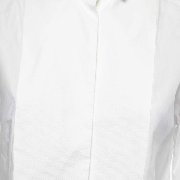 Pre Owned Dolce & Gabbana White Cotton Panel Detail Button Front Shirt S