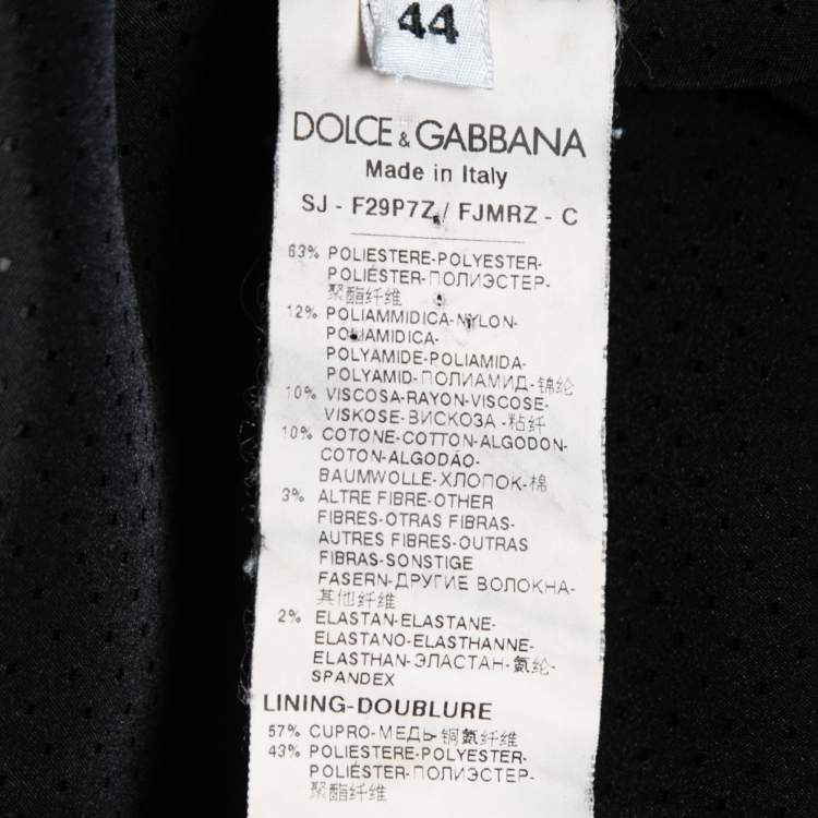 Pre Owned Dolce & Gabbana Black Floral Jacquard Lace Trim Blazer M