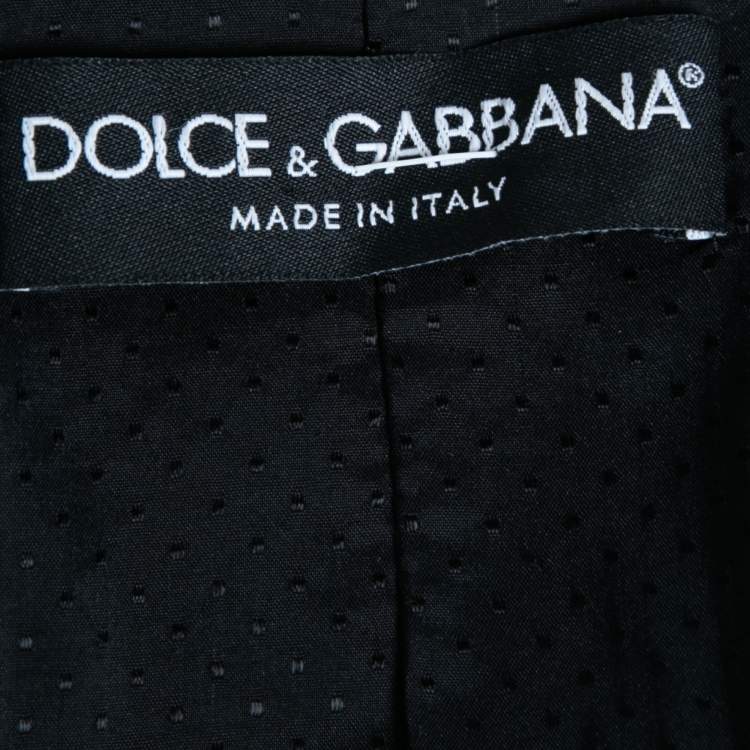 Pre Owned Dolce & Gabbana Black Floral Jacquard Lace Trim Blazer M