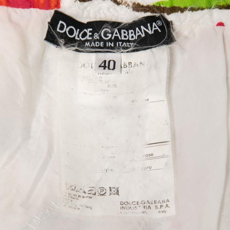 Pre Owned Dolce & Gabbana White Floral Jacquard Buttoned Mini Skirt S