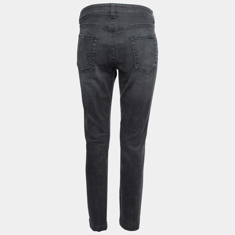 Pre Owned Dolce & Gabbana Dark Grey Faded Stretch Denim jeans L Waist 32"