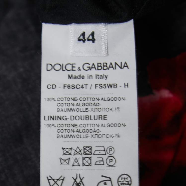 Pre Owned Dolce & Gabbana Black Floral Printed Cotton Flared Midi Dress M