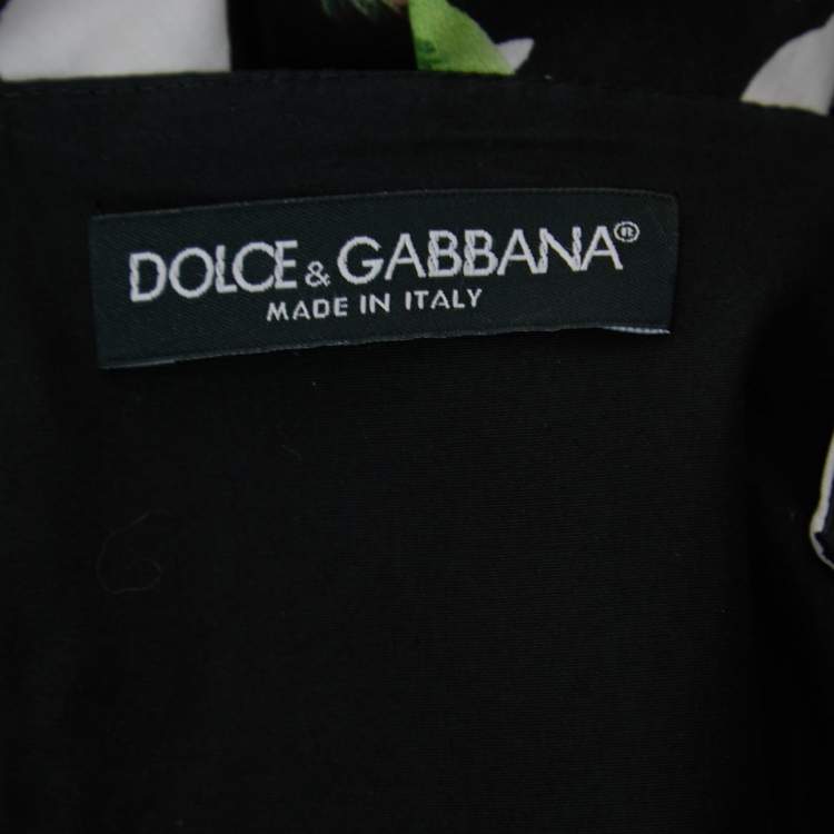 Pre Owned Dolce & Gabbana Black Floral Printed Cotton Flared Midi Dress M