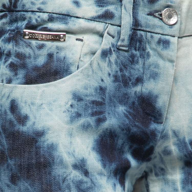 Pre Owned Dolce & Gabbana Blue Tye-Dye Denim Jeans S Waist 30"