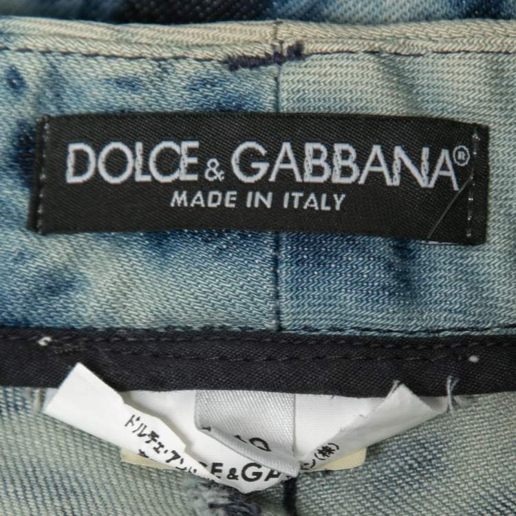 Pre Owned Dolce & Gabbana Blue Tye-Dye Denim Jeans S Waist 30"