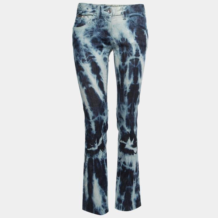 Pre Owned Dolce & Gabbana Blue Tye-Dye Denim Jeans S Waist 30"
