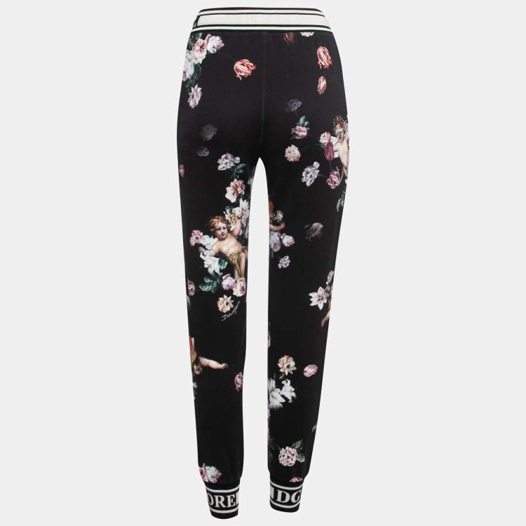 Dolce Gabbana Black Angel Print Cotton Track Pants XS Dolce