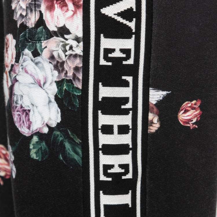 Pre Owned Dolce & Gabbana Black Angel Print Cotton Track Pants XS