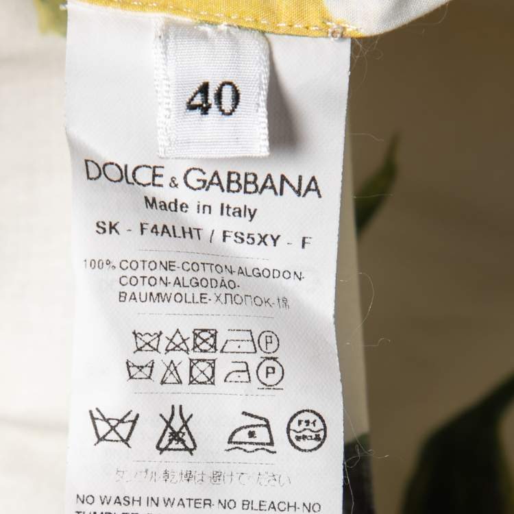 Pre Owned Dolce & Gabbana White Lemon Printed Cotton Skirt M