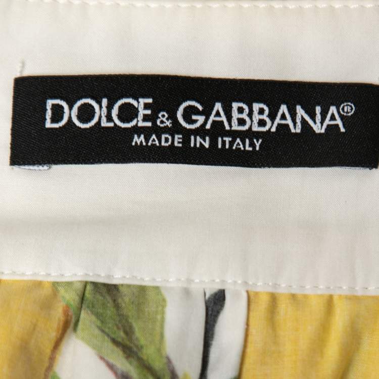 Pre Owned Dolce & Gabbana White Lemon Printed Cotton Skirt M