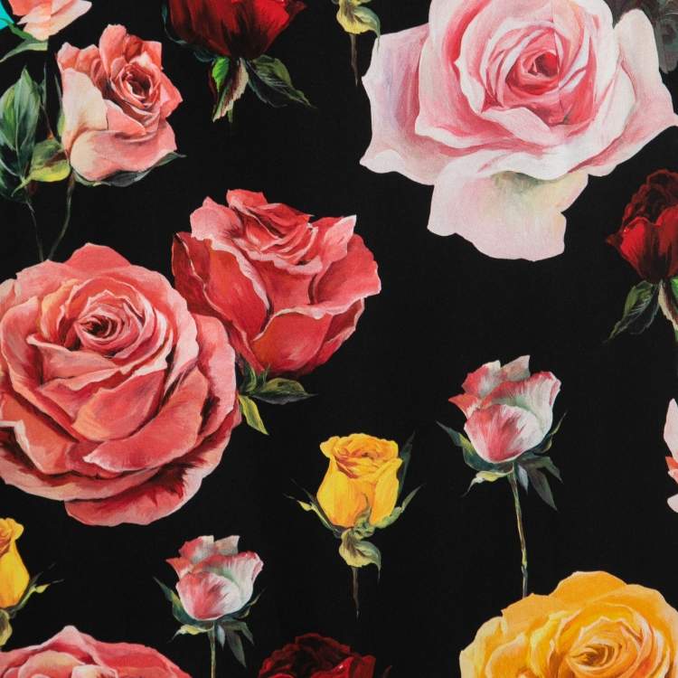 مملوكة مسبقًا Dolce & Gabbana Multicolor Rose Printed Silk Pencil Skirt M