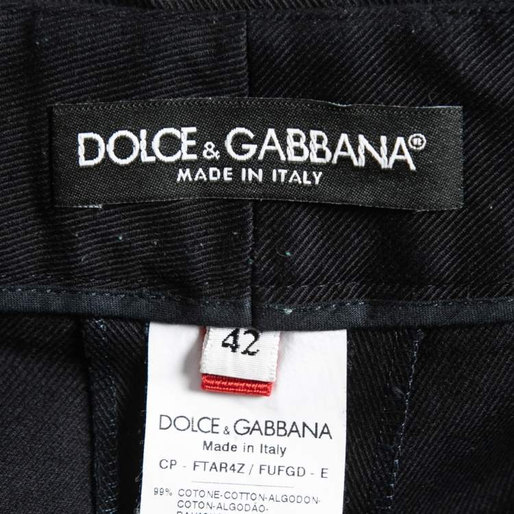 Pre Owned Dolce & Gabbana Black Cotton Embellished Embroidered Culottes M