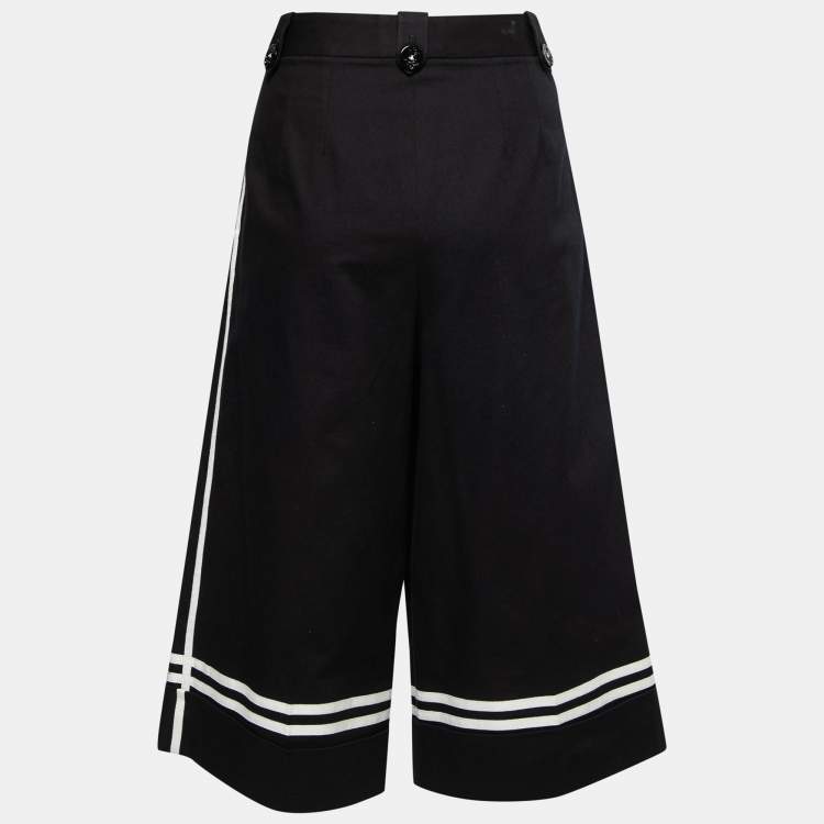 Pre Owned Dolce & Gabbana Black Cotton Embellished Embroidered Culottes M