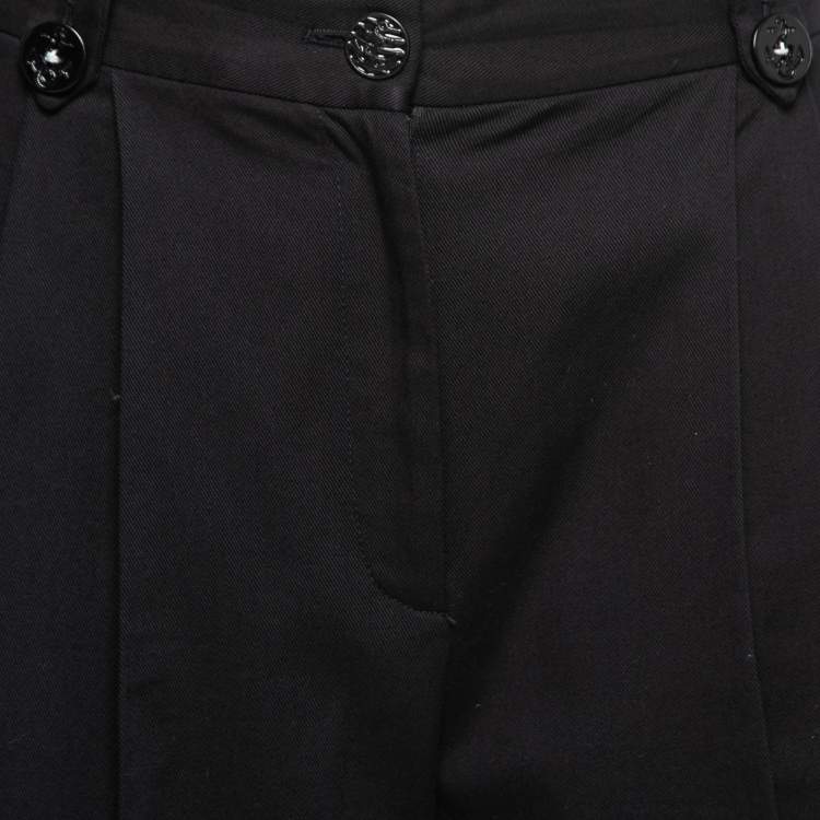 Pre Owned Dolce & Gabbana Black Cotton Embellished Embroidered Culottes M