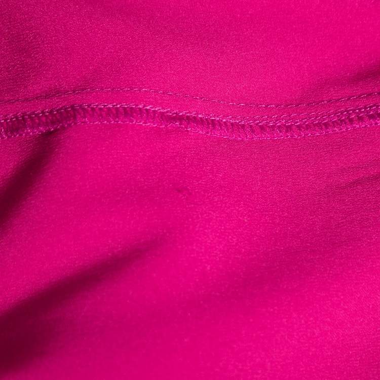 Pre Owned Dolce & Gabbana Pink Stretch Silk Satin Button Front Shirt L