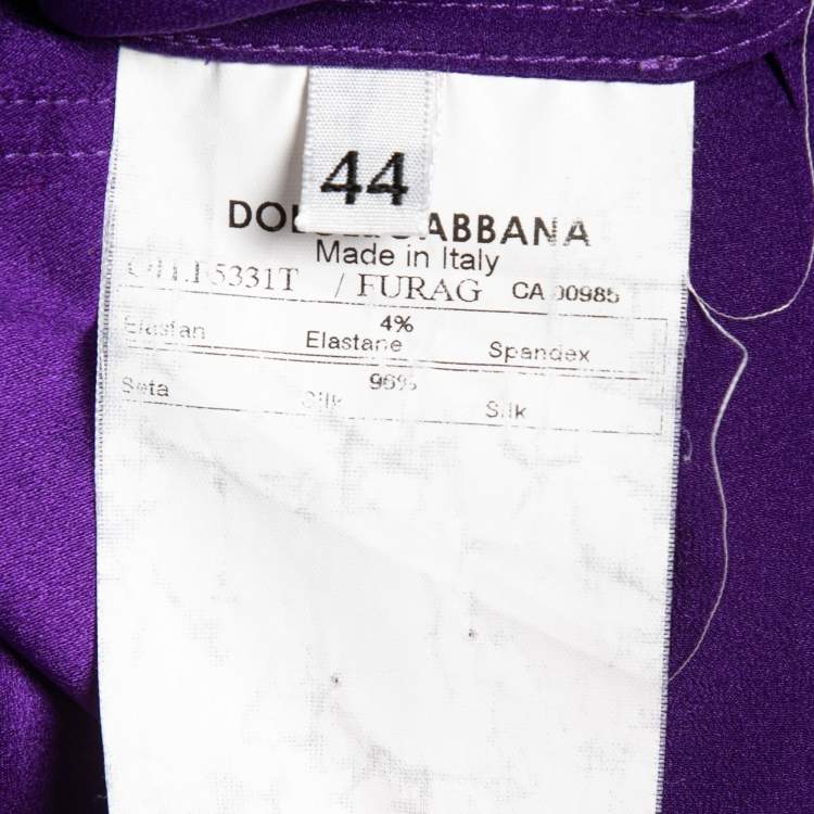 Pre Owned Dolce & Gabbana Purple Stretch Silk Satin Button Front Shirt M