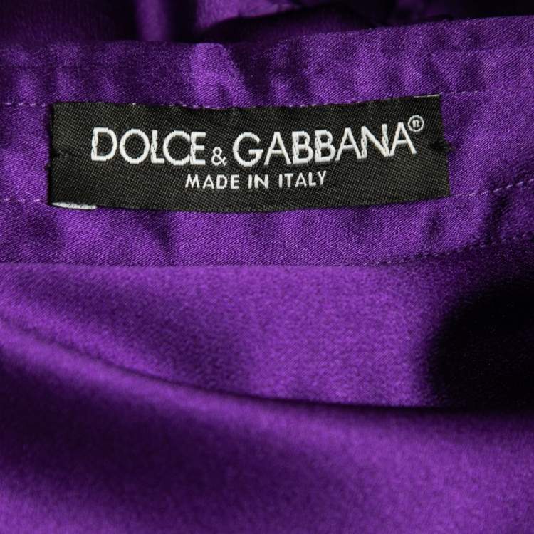 Pre Owned Dolce & Gabbana Purple Stretch Silk Satin Button Front Shirt M
