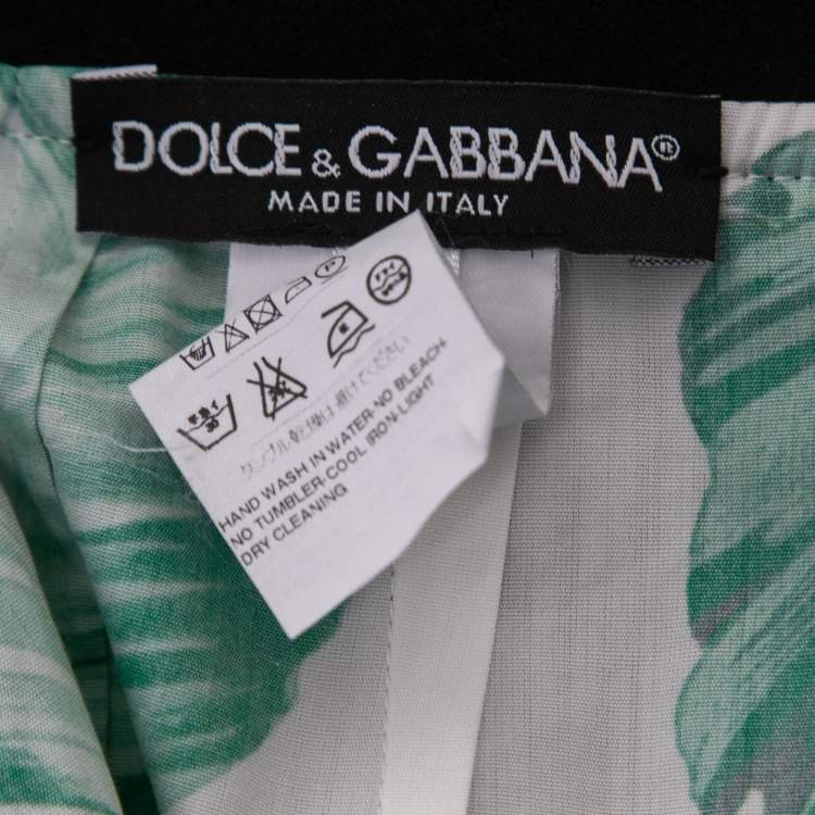 Pre Owned Dolce & Gabbana Green Palm Print Cotton Ruffled Maxi Skirt S