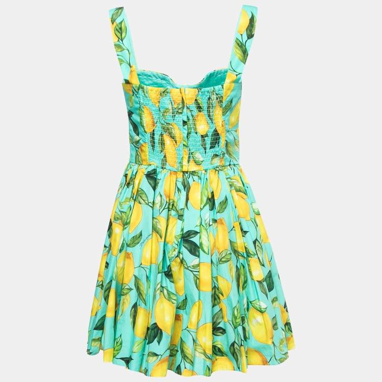 Pre Owned Dolce & Gabbana Blue Lemon Print Cotton Sleeveless Dress M