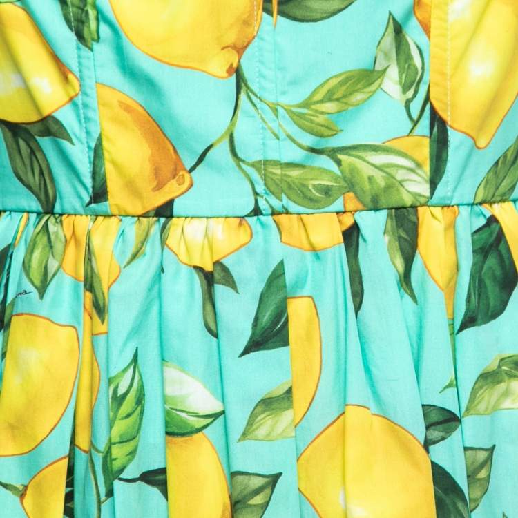 Pre Owned Dolce & Gabbana Blue Lemon Print Cotton Sleeveless Dress M