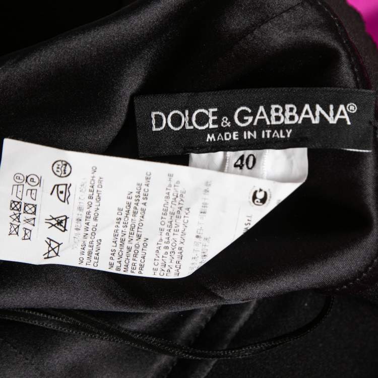 Pre Owned Dolce & Gabbana Magenta Pink Stretch Satin Lace Trim Mini Skirt S