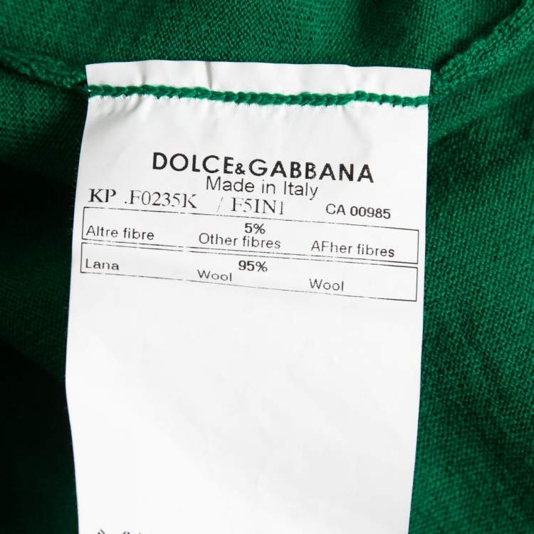 Pre Owned Dolce & Gabbana Green Wool & Lace Trimmed Sleeveless Wrap Top L