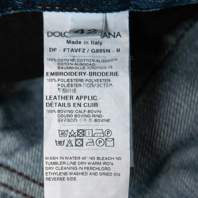 Pre Owned Dolce & Gabbana Inigo Denim Patchwork Frayed Crop Jeans M