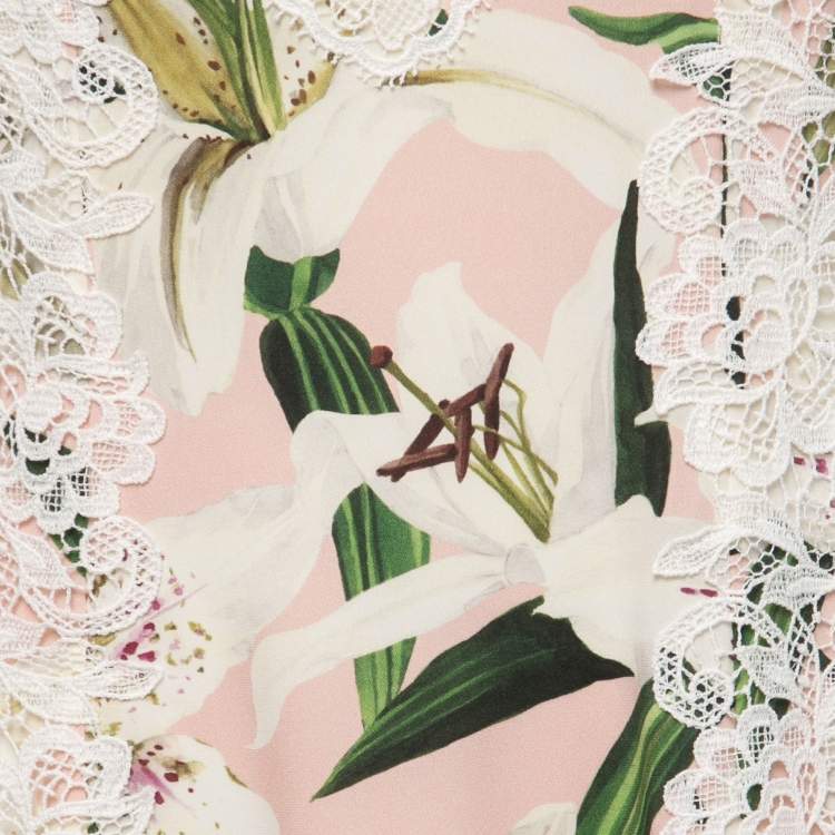 مملوكة مسبقًا Dolce & Gabbana Pink Floral Print Silk Slip Midi Dress S