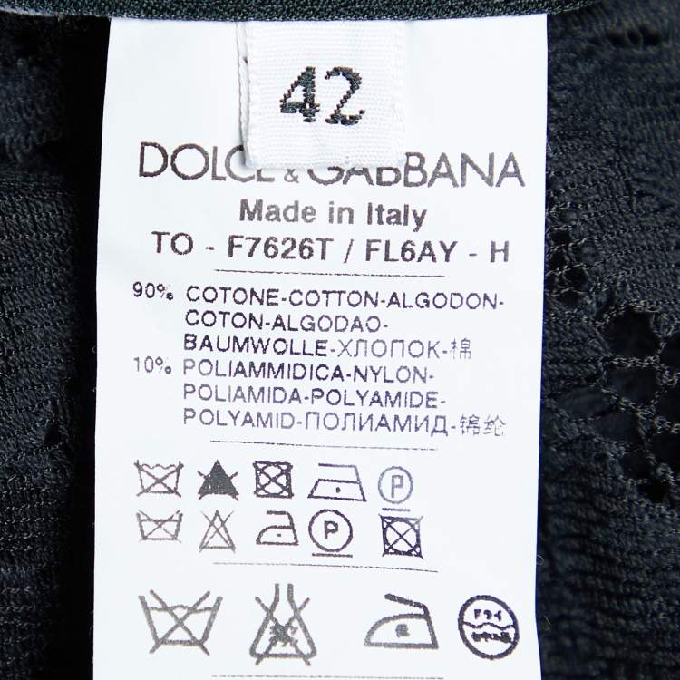 مملوكة مسبقًا Dolce & Gabbana Black Lace High Neck Sheer Top M