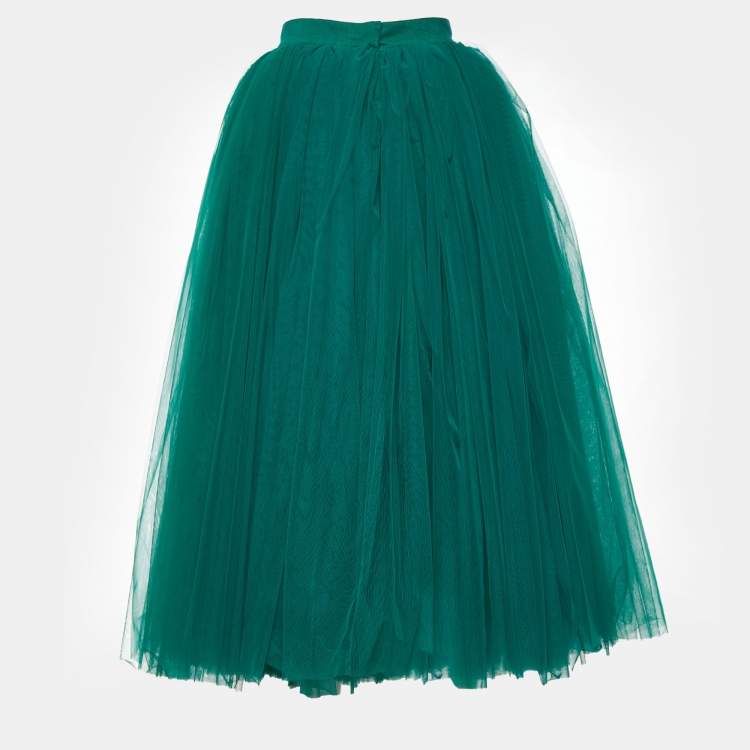 مملوكة مسبقًا Dolce & Gabbana Green Tulle Midi Skirt S