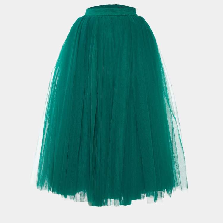 مملوكة مسبقًا Dolce & Gabbana Green Tulle Midi Skirt S