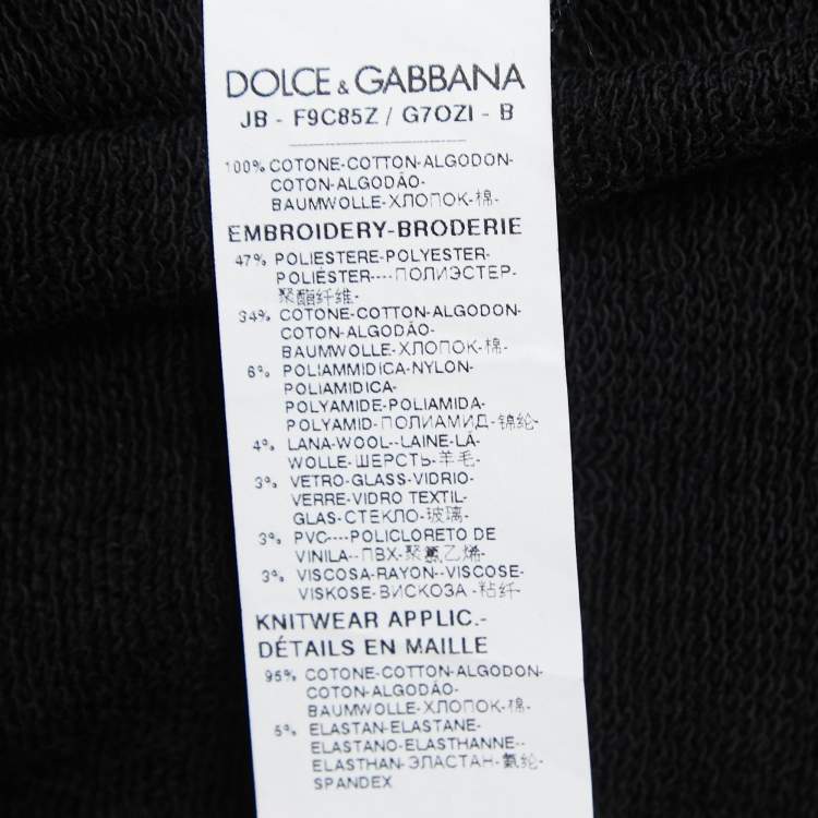 Pre Owned Dolce & Gabbana Black Floral Lace Appliquè Long Sleeve Jumper M