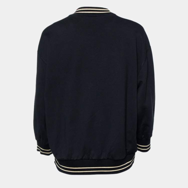 Pre Owned Dolce & Gabbana Black Terry Cotton Embellished Jumper S