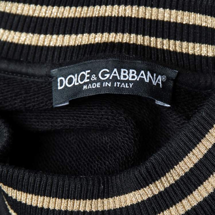 Pre Owned Dolce & Gabbana Black Terry Cotton Embellished Jumper S