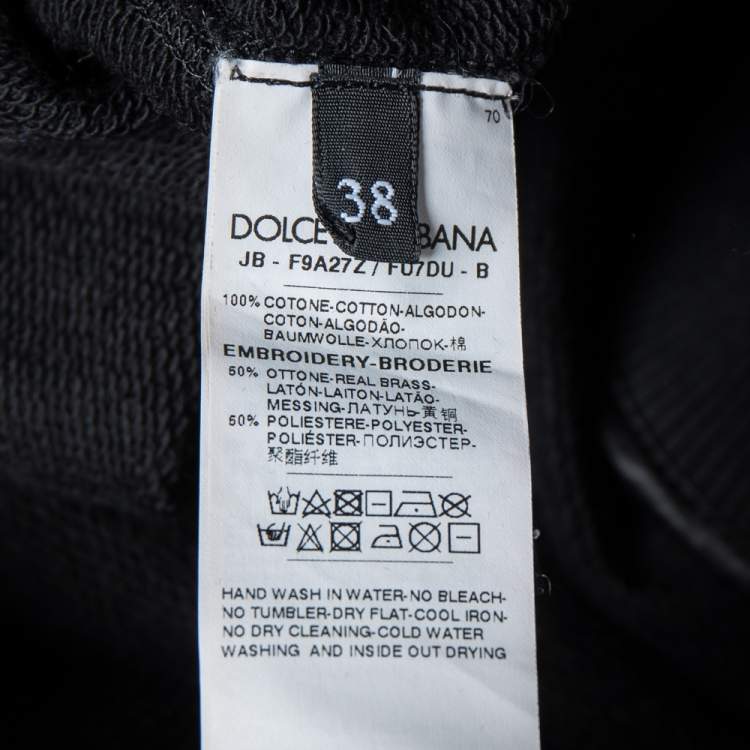 Pre Owned Dolce & Gabbana Black Terry Cotton Embellished Jumper S