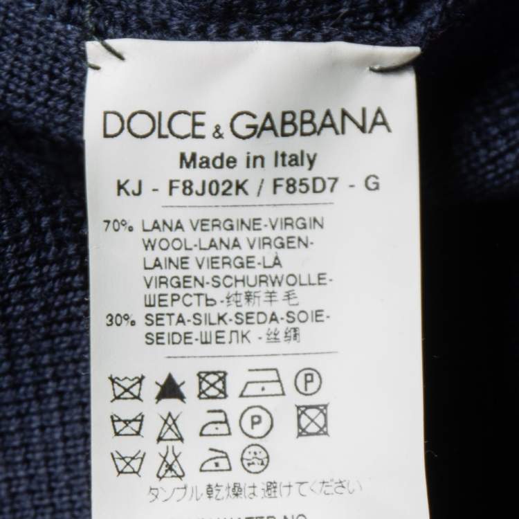 مملوكة مسبقًا Dolce & Gabbana Navy Blue Rib Knit Coat Dress S