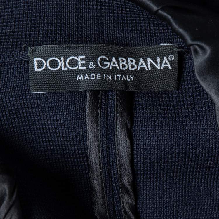 مملوكة مسبقًا Dolce & Gabbana Navy Blue Rib Knit Coat Dress S