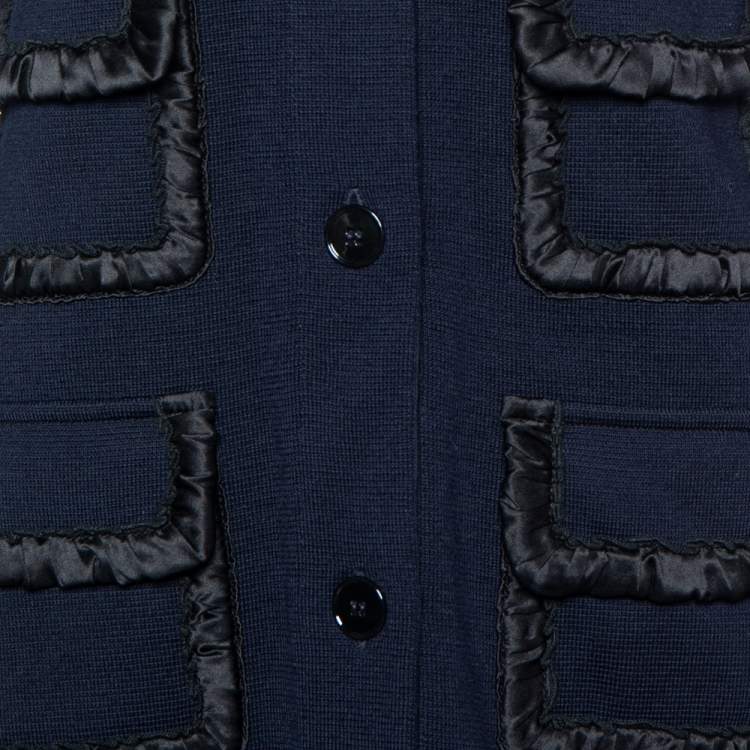 مملوكة مسبقًا Dolce & Gabbana Navy Blue Rib Knit Coat Dress S