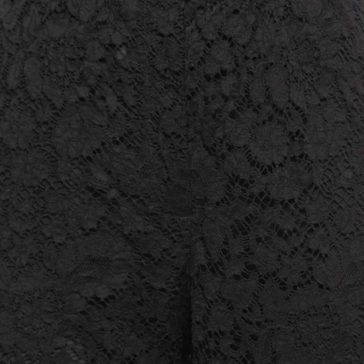 Pre Owned Dolce & Gabbana Black Lace Side Stripe Pants M