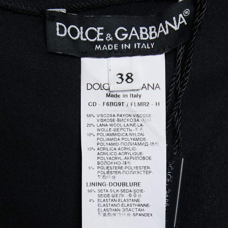 Pre Owned Dolce & Gabbana Black Tweed & Lace Overlay Sleeveless Shift Dress S